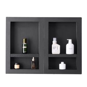 Shower Niche, 16 x 24 inch + 16 x 24 inch Recessed Wall Niche with Movable Shelf, 4 inch Thick Modern Soap&Shampoo Storage Organizer,Square Corners