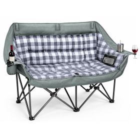 Padded Double Camping Chair, Oversized Camping Loveseat for Adults