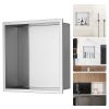 13"x13" No Tile Shower Niche 304 Stainless Steel, Wall-Inserted Niche Recessed Double Shelves