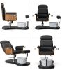 Pedicure Chair No Plumbing, Ergonomic Portable Pedicure Station Unit for Nail Teach, 360 Rotation Reclining Lift Foot Spa Chair with Foot Basin, Black
