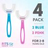 U-Shaped Toothbrush for Kids (4 Pack), Food-Grade Silicone, Soft Bristles
