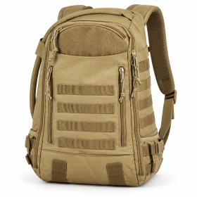 Tactical Backpack with Modular Webbing, Multi-Compartment Outdoor Daypack (Color: Tan)