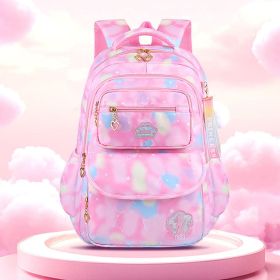 Dreamy Gradient Princess Kids Schoolbag, Spine-protecting Weight-reducing Cartoon Backpack, Lightweight Water-resistant Primary School Bag for Girls (Color: Pink)