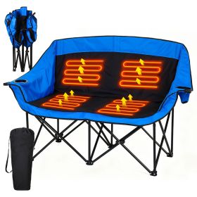 Oversized Heated Camping Chair, Patio Lounge Chairs with 3 Heat Levels (Color: Blue)